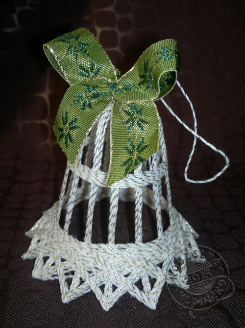 Zvonek BÍLOZLATÝ 6 cm — foto 5