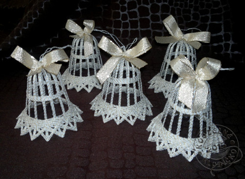 Zvonek BÍLOZLATÝ 6 cm — foto 2