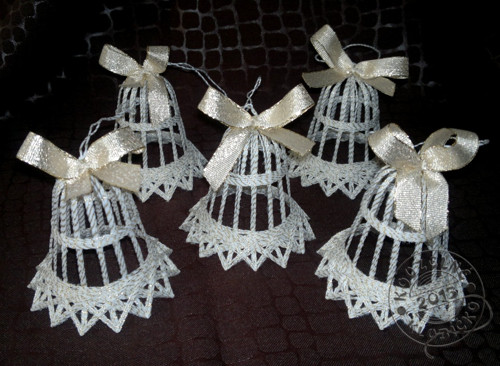 Zvonek BÍLOZLATÝ 6 cm — foto 3
