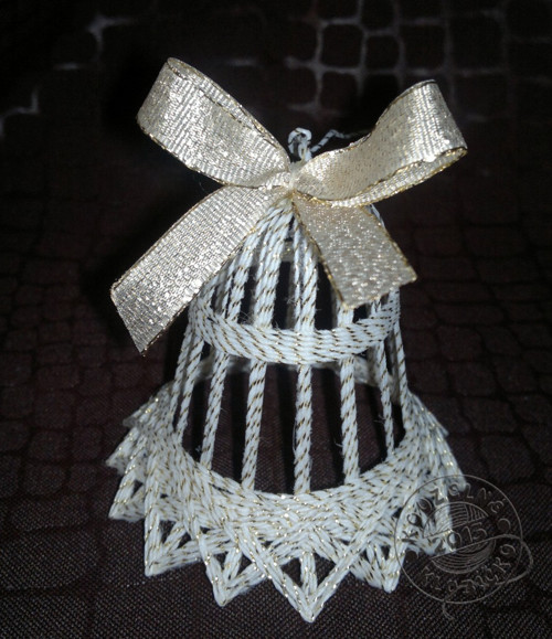 Zvonek BÍLOZLATÝ 6 cm — foto 5