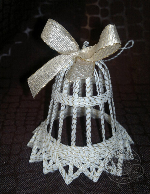Zvonek BÍLOZLATÝ 6 cm — foto 6