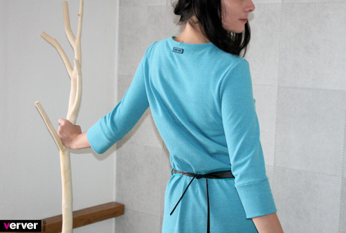 Šaty geometrické - "kousek nebe" (S, S-M) — foto 3