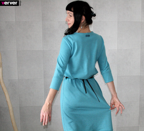 Šaty geometrické - "kousek nebe" (S, S-M) — foto 4