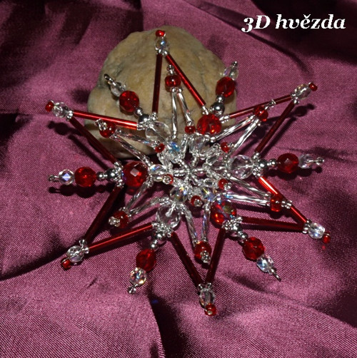 3D hvězda z korálků - červená — foto 2