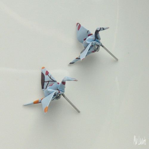 Puzety papíroví origami ptáčci - modrá se vzorem — foto 2