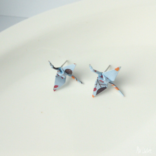 Puzety papíroví origami ptáčci - modrá se vzorem — foto 3