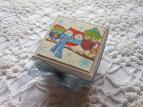 ZIMNÍ SOVIČKY - minikrabička 4x4x3 cm — foto 2