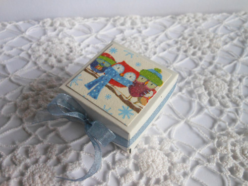 ZIMNÍ SOVIČKY - minikrabička 4x4x3 cm — foto 4