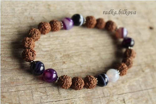 Náramek - Rudraksha a Achát — foto 2