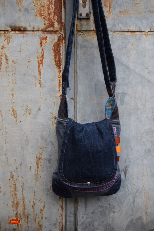Tmavá riflová kabelka denim/manšestr 911 — foto 2