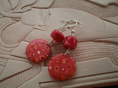 Fimo náušnice kostičkované — foto 2