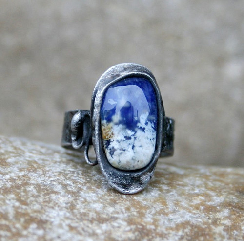 Lapis lazuli/achát-dubleta prsten — foto 2