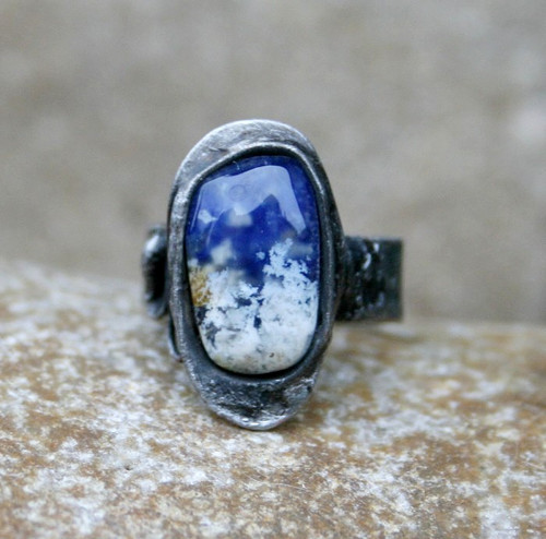 Lapis lazuli/achát-dubleta prsten — foto 4