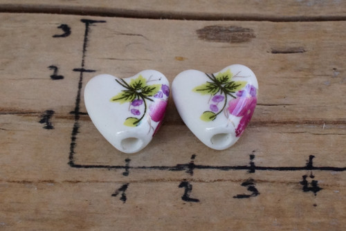 Porcelánová srdíčka 2 ks - růže D1209 — foto 2