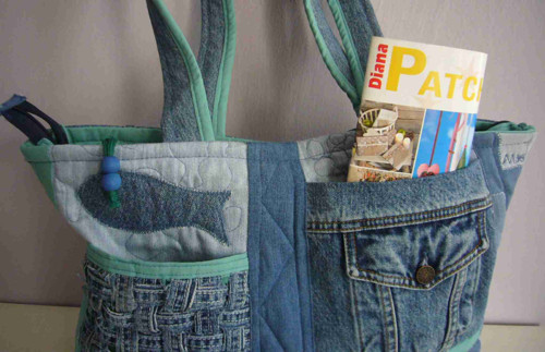 Džínová kabelka - crazy patchwork — foto 2