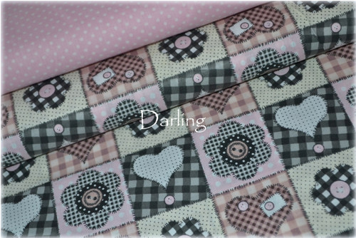NOVINKA látka metráž knoflíky, srdíčka patchwork — foto 2