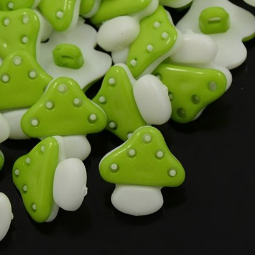 Knoflíčky houbičky zelené 5ks — foto 2