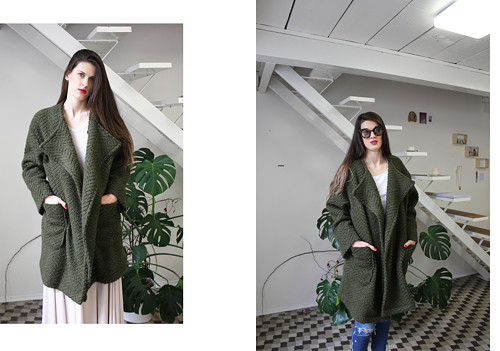 SLEVA 60% Oversize khaki kabát — foto 2
