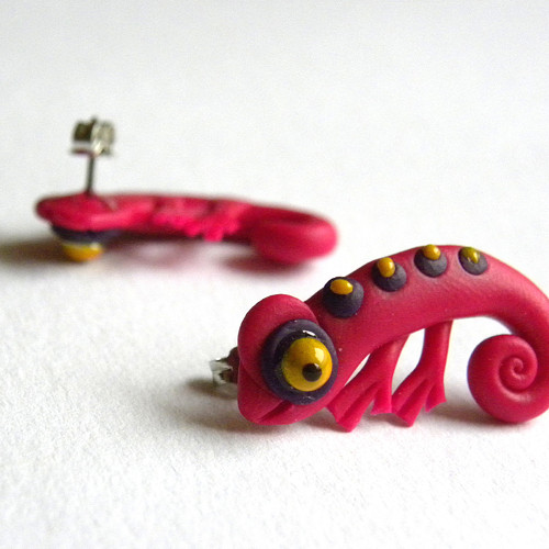Chameleoní náušnice růžové — foto 6