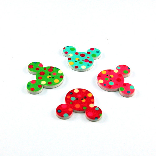 Dřevěný knoflík Mickey - 4 ks — foto 2