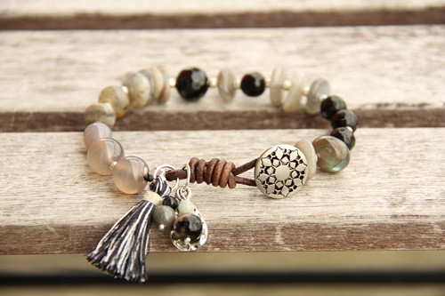 Bohemian náramok labradorit/onyx — foto 3