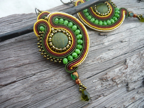 Soutache náušnice Forest Forever — foto 3