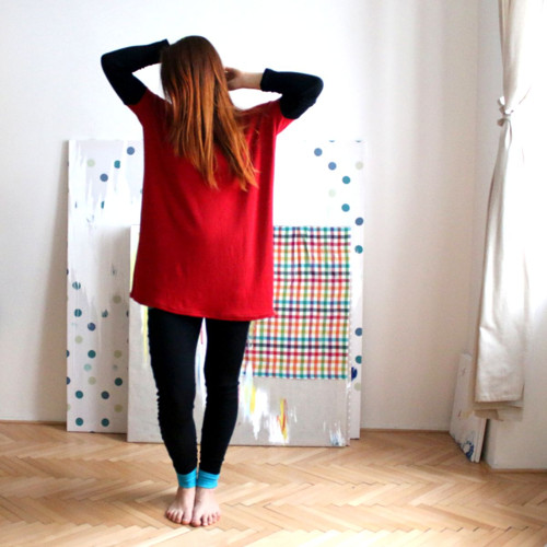 Merino šaty oversized červeno-, poslední — foto 3