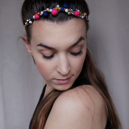 Čelenka / náhrdelník Twig / Gold & Pink — foto 3
