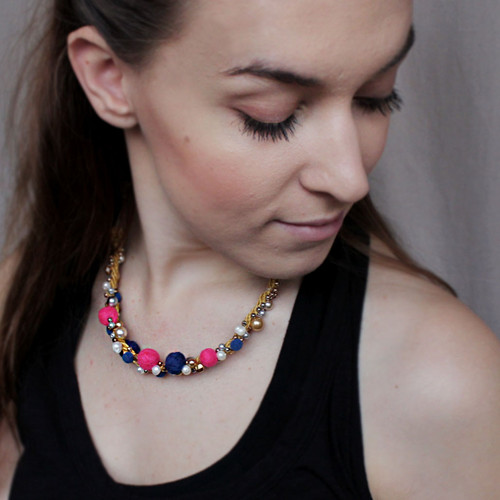 Čelenka / náhrdelník Twig / Gold & Pink — foto 4
