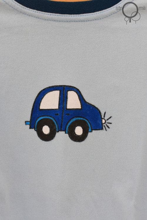 Ručně malované triko modré auto DR 4-5 let SLEVA — foto 2