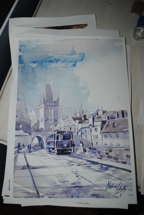 Akvarel, Stará Praha, or. Dlabal 2015 — foto 2