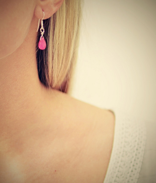 Růžový Jadeit - Ag naušničky — foto 5
