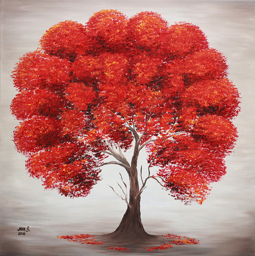 Energetický obraz Strom lásky, Olejomaľba 80x80cm — foto 5