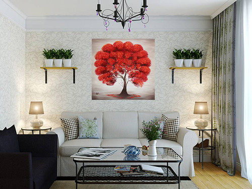 Energetický obraz Strom lásky, Olejomaľba 80x80cm — foto 2