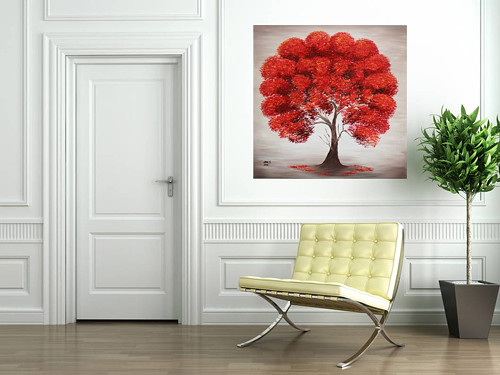 Energetický obraz Strom lásky, Olejomaľba 80x80cm — foto 6