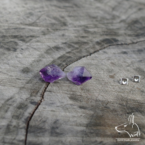 Ametystové náušničky – rough crystal — foto 2