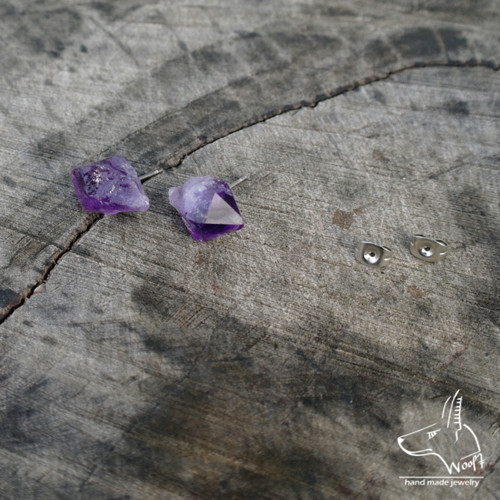 Ametystové náušničky – rough crystal — foto 3
