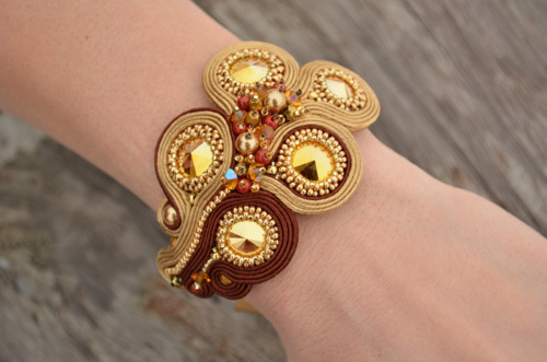 Soutache náramek Gold Cinnamon — foto 2