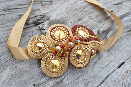 Soutache náramek Gold Cinnamon — foto 3