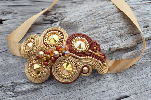 Soutache náramek Gold Cinnamon — foto 4