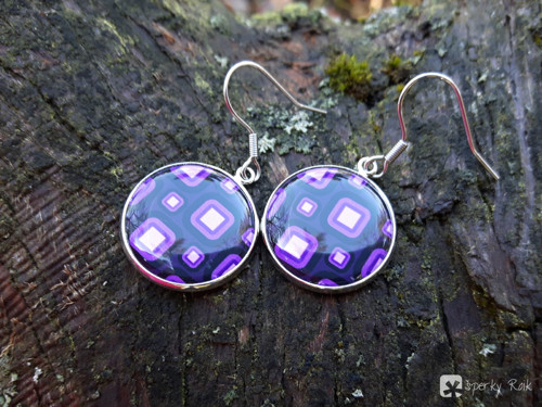 Purple squares - visací náušnice — foto 2