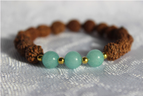 Rudraksha & Amazonit.. Náramek — foto 3
