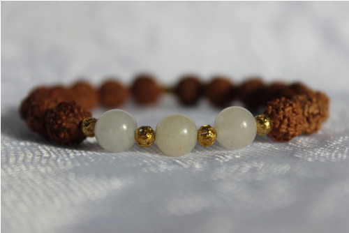 Rudraksha náramek & Jadeit/Nefrit — foto 2