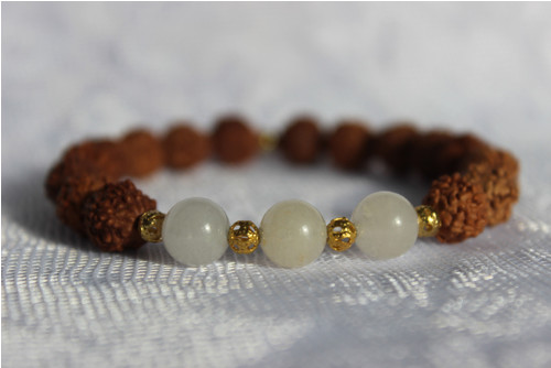 Rudraksha náramek & Jadeit/Nefrit — foto 4