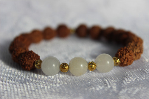 Rudraksha náramek & Jadeit/Nefrit — foto 6