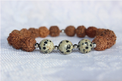 Rudraksha náramek & Dalmatin jaspis — foto 5