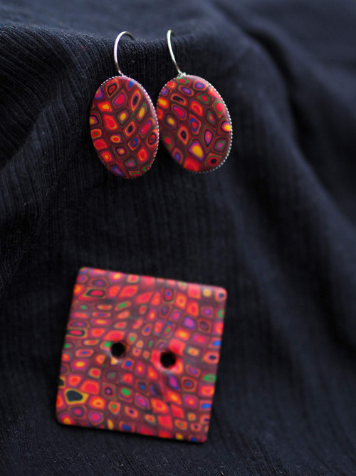 Sada náušnice + knoflík FIMO — foto 2