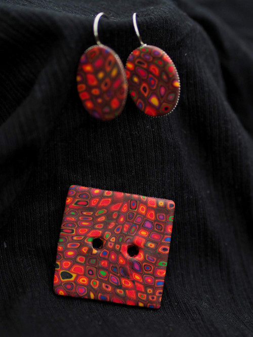 Sada náušnice + knoflík FIMO — foto 3