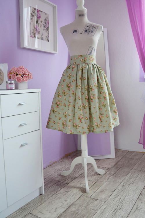 Staro-modrozelená kolová pin-up sukně — foto 2