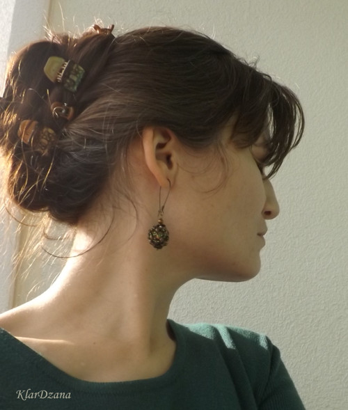 Šité náušnice Christine Bronz-Olive — foto 4